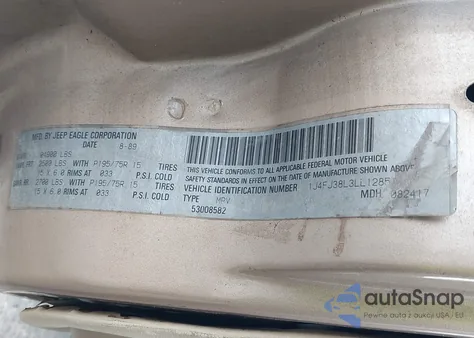 1990 Jeep Cherokee Pioneer z USA, uszkodzony, nr VIN 1J4FJ38L3LL128513